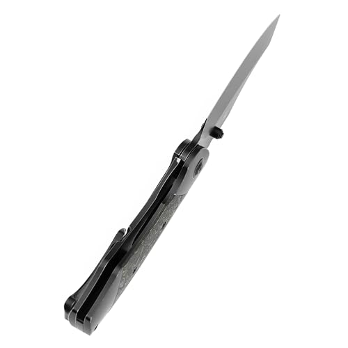 KANSEPT Caveman Pocket Knife, 3.57"Blackwash CPM 20CV Blade, Jungle Wear Carbon and Black Titanium Handle with Thumb stud,...