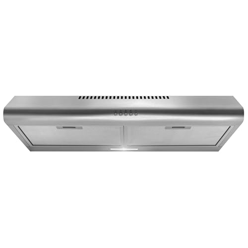 COSMO COS-5MU30 30 in. Delta Collection Ducted Under Cabinet Range Hood, Button Controls, Reusable Filters, LED Lights, St...