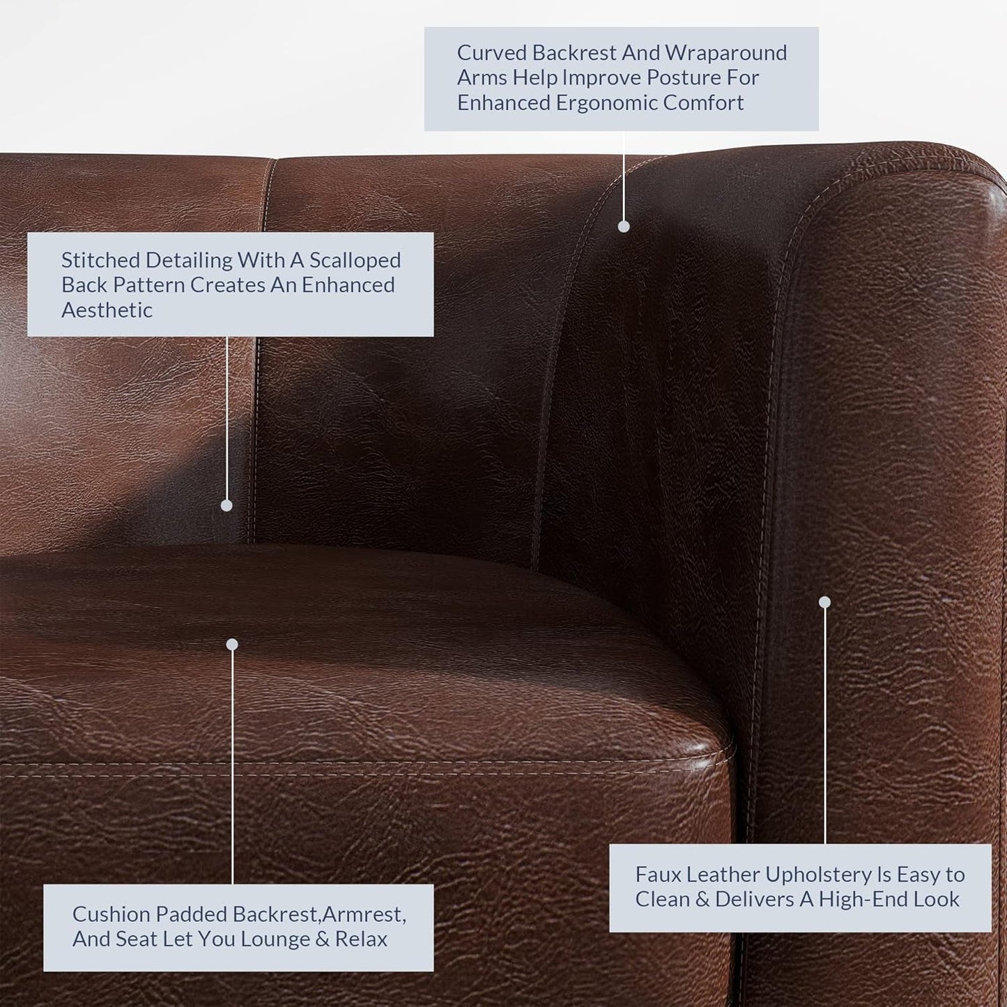 Accent Barrel Chair, Club Tub Sofa Corner Chair with Flared Legs and Cozy Soft Padding for Living Room Bedroom Waiting Room - Caramel