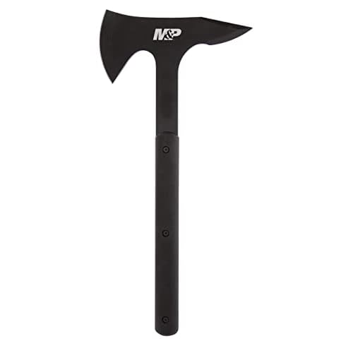 Smith & Wesson M&P Extraction & Evasion 16in S.S. Full Tang Tactical Axe with a Spearpoint Spine, Rubberized Handle and Sheath for Outdoor, Survival and EDC