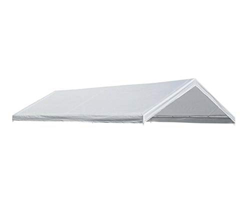 Valanced 20'X20' White Canopy Replacement Cover Top Roof Tarp Shade Vehicle Cover Finished Size 18'.6 x 20'
