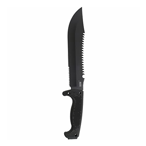 SOG Jungle Primitive Fixed Blade- Field and Camping Tactical Machete with Sheath for Clearing Brush, Full Tang Survival Kn...