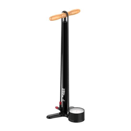 LEZYNE Steel HV Floor Drive 3.5 High Volume Bicycle Floor Pump with Accurate 3.5" Analog Gauge - Durable 100 PSI Tire Air Pump for Mountain/Gravel Bikes - ABS-1 Pro Chuck Fits Presta/Schrader Valve