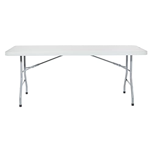 Office Star Resin Multipurpose Rectangle Folding Table for Indoor or Outdoor Use, 6 Feet Light Gray