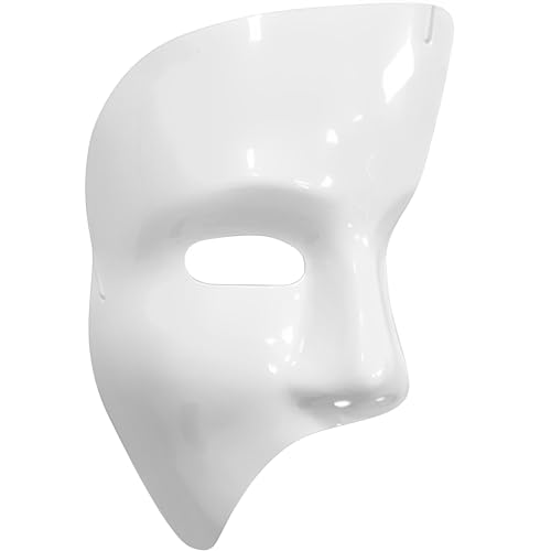 White Phantom Plastic Mask Costume Accessory - 1 Count - Durable, Mystery & Elegant - Ideal Halloween & Masquerade Party W...