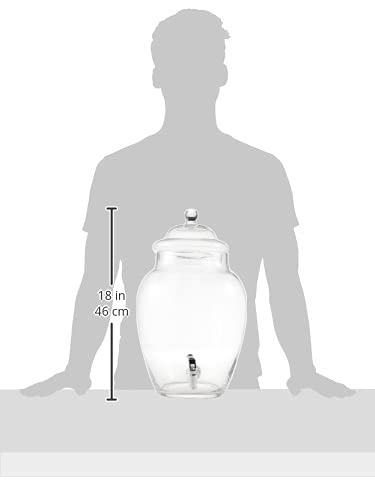 American Atelier Beverage Dispenser Cold Drink Dispenser w/ 1-Gallon Capacity Glass Jug, Leak-Proof Acrylic Spigot in Gorg...
