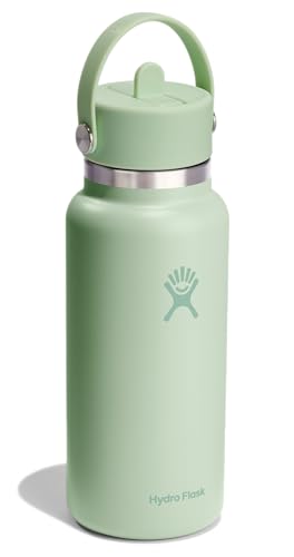 Hydro Flask Water Bottle - Insulated Stainless Steel - Wide Mouth Flex Straw Lid, Non Spill, Leakproof and Refillable in 3...