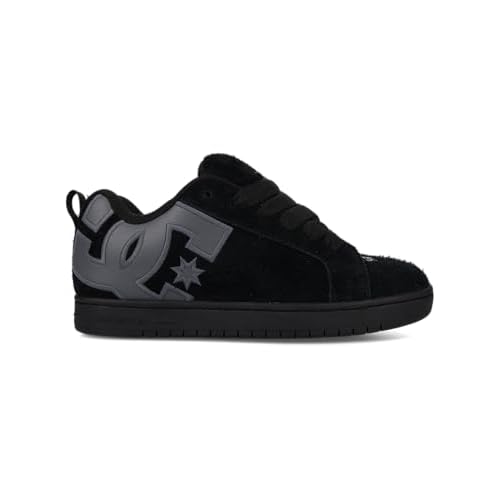 DC Men's Court Graffik SE Skate Sneaker Shoe, Black/Black/Grey, 14