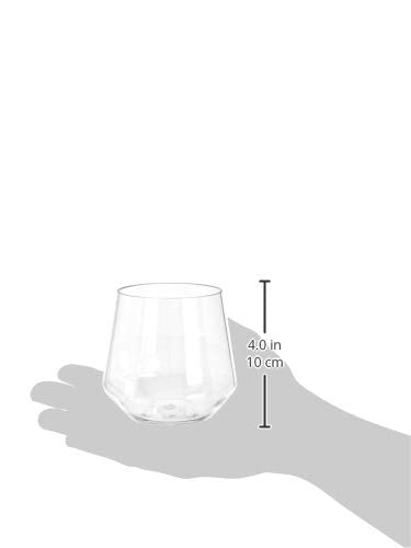 Amazon Basics Tritan BPA-Free Plastic, Dishwasher Safe, Stemless Wine, Shatterproof, 14-oz, Clear, Set of 4