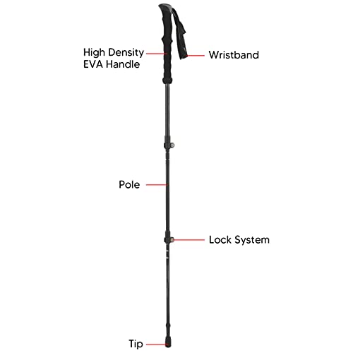 Topyond Lightweight Wear-Resistant 3-Section Carbon Fiber Hiking Pole with Ergonomic Design, Retractable Walking Stick