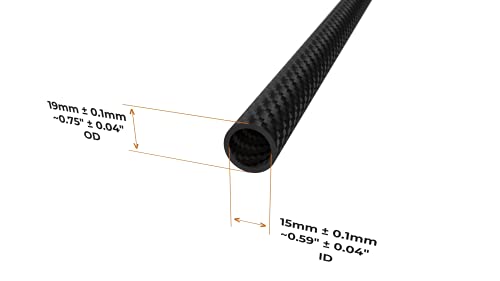 Carbon Fiber Tube - 3K Twill Weave Pattern, Matte Finish [Nominal - 3/4in OD, 9/16in ID, 49.2in Length, 1/16in Wall Thickn...