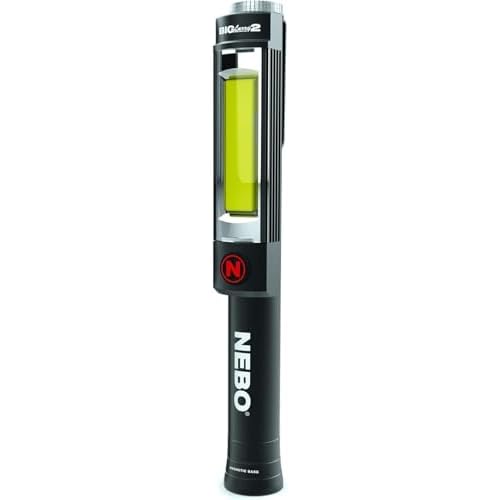 NEBO Magnetic NE6737 Big Larry 2 Pocket Work Light - Powerful LED Pen Inspection Flash Light, Black Torch