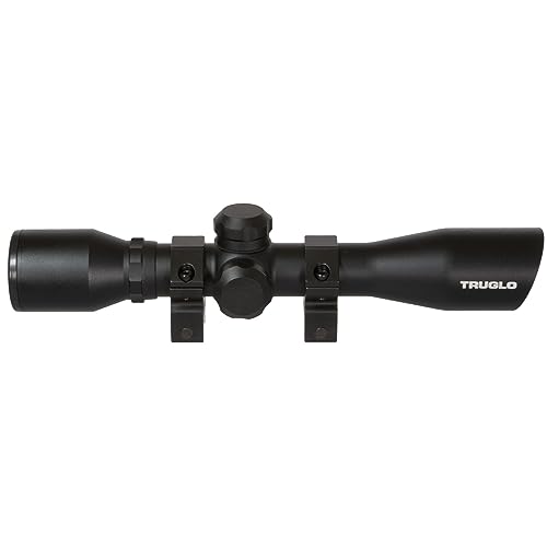 TRUGLO 4x32MM Compact Tactical Hunting Shooting Durable Waterproof Fogproof Scratch-Resistant Aluminum Tube Diamond Reticle Riflescope with Weaver-Style Rings & Lens Covers Included