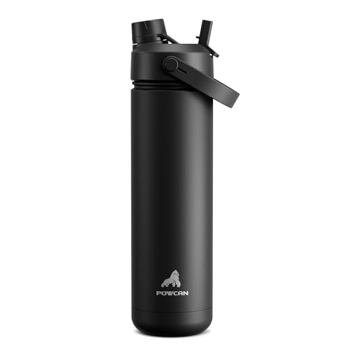 POWCAN 26 oz Insulated Water Bottle with 2-in-1 Straw and Spout Lid, Keep Cold 24H, Leak-Proof, Fits in Car Cup Holder, St...