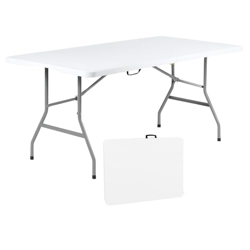 +gardenlife Folding Table 6ft | Heavy Duty Plastic Event Table with Carrying Handle | No Assembly Required | Portable with...
