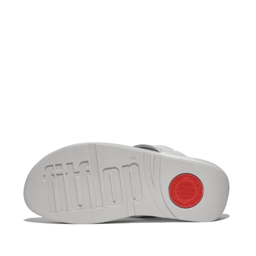 FitFlop Women's Lulu Padded-Knot Metallic-Leather Toe-Post Sandals Silver 7 Medium