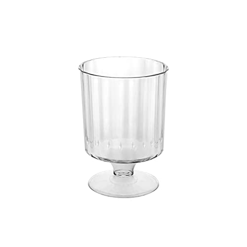 Party Essentials 5 OZ Mini Clear Plastic Dessert Parfait Cup for event Small Round Serving Goblet Wine Shot Disposable Fru...
