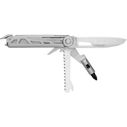 Gerber Gear Armbar Trade 8-in-1 Multi-tool - 2.5" Plain Edge Blade, Pry Bar, Hammer - EDC Gear and Equipment - Silver
