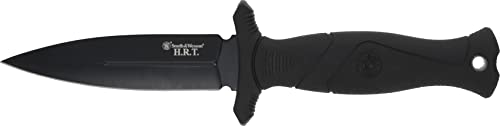 Smith & Wesson 8.5 in High Carbon SS Fixed Blade Knife with 4 in False Edge Blade for Outdoor Tactical Survival and EDC,Black