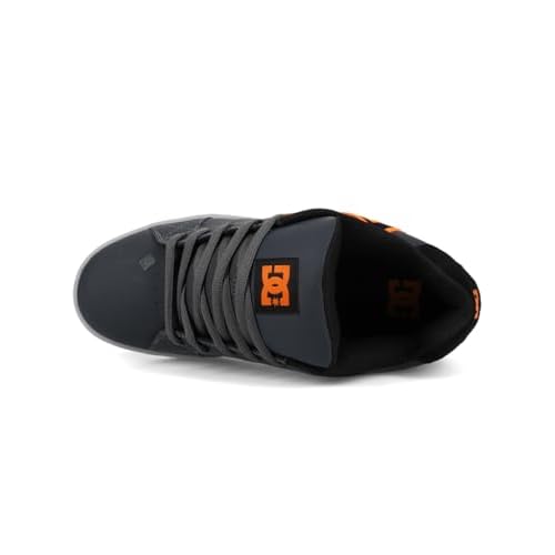 DC Shoes Men's Net Sneaker, Grey/Black/Orange, 9