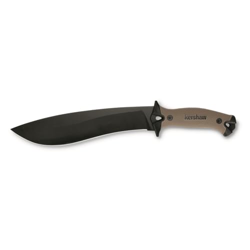 Kershaw Camp 10 - Tan Machete, Fixed Blade Knife, 10-in. 65Mn Carbon Steel Blade Includes Sheath, Camp Series Machete, Out...