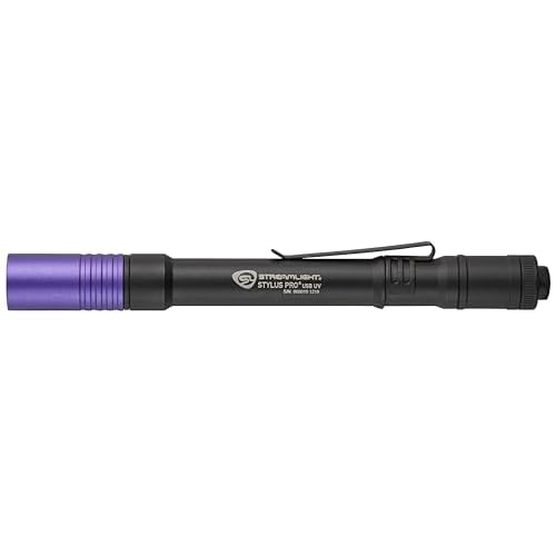 Streamlight 66148 Stylus Pro USB 400nm UV Rechargeable Penlight with 120V AC Adapter, USB Cord and Nylon Holster, Black