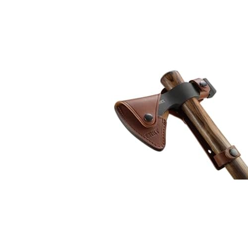 CRKT Black Woods Chogan Tomahawk Axe: RMJ T-Hawk Lightweight Outdoor Camping Axe with Hammerhead, Forged Carbon Steel Blade, Hickory Wooden Handle, Includes Sheath 2730KS