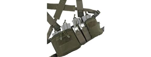 Lancer Tactical D3CRH Chest Rig w/Quad & 9mm Magazine Pouches (OD Green) – Compatible with Tactical Backpack (Not Included)