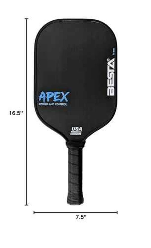 APEX Pickleball Paddle, Raw Carbon Fiber, Thermoformed with Foam Injected, Unibody Construction (White on Black, 16mm)
