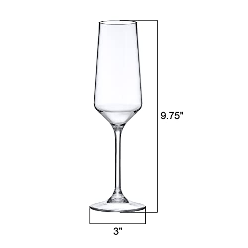 Amazing Abby - Stella - 8-Ounce Unbreakable Tritan Champagne Flutes (Set of 6), Plastic Wine Glasses, Reusable, BPA-Free, ...