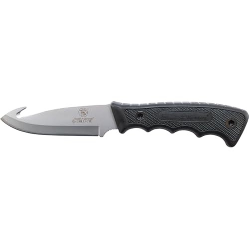 Smith & Wesson Bullseye Hatchet and Fixed Blade Guthook Knife Combo with S.S. Blade and Rubber Handle for Outdoor, Tactica...
