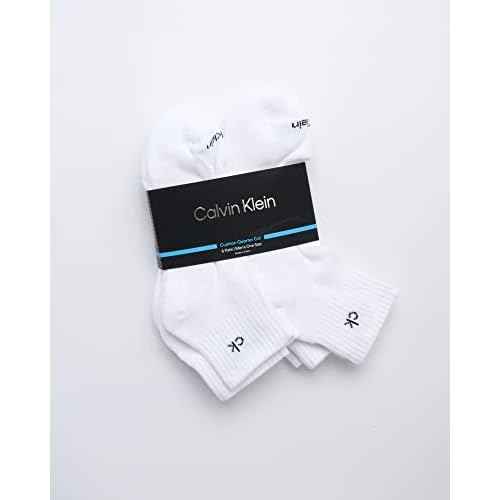 Calvin Klein Mens Quarter Socks - 6 Pack Cushioned Mini Crew Athletic Socks for Men, Ideal for Running, Sport, and Hiking