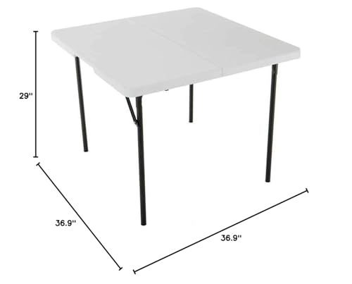 LIFETIME 280228 37-Inch Square Fold-in-Half Table, White Granite Top with Gray Frame
