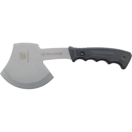 Smith & Wesson Bullseye Hatchet and Fixed Blade Guthook Knife Combo with S.S. Blade and Rubber Handle for Outdoor, Tactica...