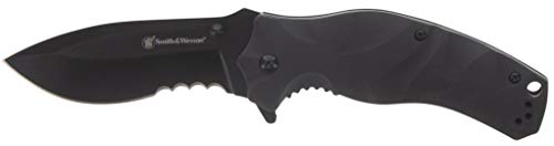 Smith & Wesson Black Ops Recurve 8in S.S. Assisted Opening Knife with 3.5in Drop Point Blade and G10 Handle for Outdoor, T...