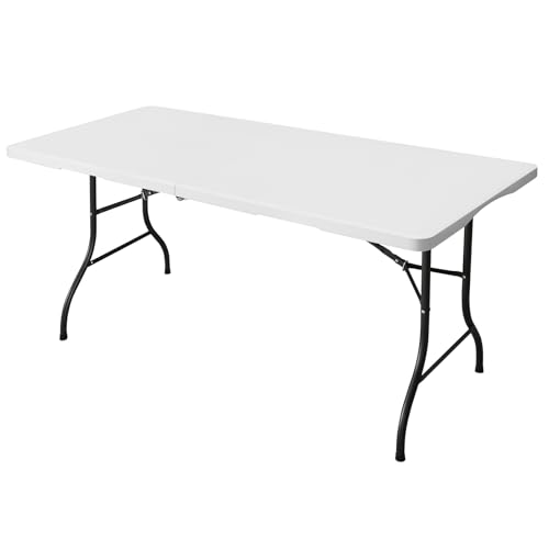 FROASISPRO 6ft Folding Table, Portable Heavy Duty Plastic Fold-in-Half Utility Table for Indoor/Outdoor Use, Dining, Campi...