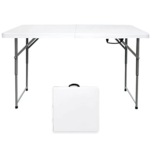 Go-Trio Folding Table 4/6/8 Foot, Foldable Table Adjustable Height Card Table, Indoor Outdoor Small Desk, Portable Plastic...