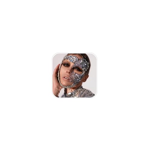 STONEFANS Masquerade Mask for Women Rhinestone Silver Venetian Mardi Gras Mask Costume Masquerade Accessories for Women