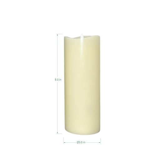 Stonebriar 3 Count Ivory Real Wax 3x8 Flameless LED Pillar Candles with Remote and Timer