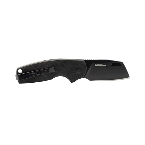 SOG Stout SJ Cleaver Daily Ambidextrous Pocket Folding Knives with Slip Joint Mechanism | G10 Handle | CRYO D2 Steel Blade