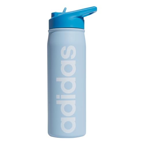 adidas 600 ML (20 oz) Straw Top Metal Water Bottle, Hot/Cold Double-Walled Insulated 18/8 Stainless Steel
