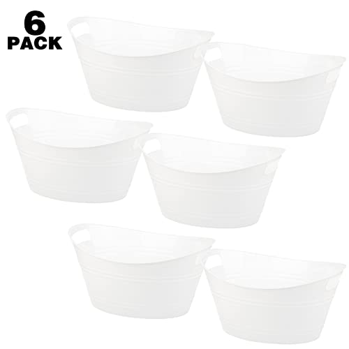 Tiawudi 6 Pack Plastic Oval Storage Tub, Ice Bucket for Wine, Beer and Champagne, Bottle Drink Cooler for Parties, Storage...