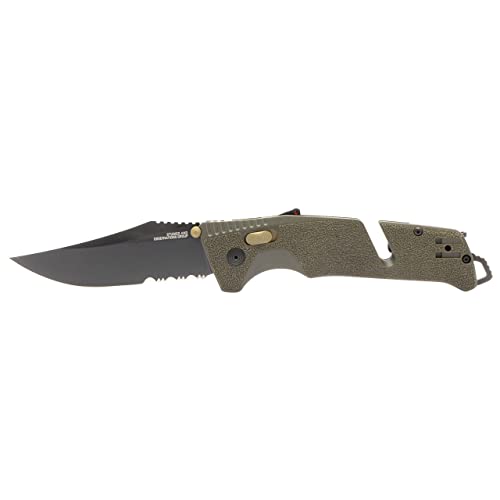 SOG Trident at Ambidextrous Professional Partially Serrated Folding Knives | Heat-Treated CRYO D2 Stainless Steel Blade