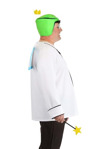 Mens Plus Size Fairly OddParents! Cosmo Costume with Headpiece, Glasses, Wand, & Wings - Halloween Cosplay