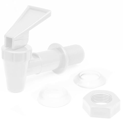 Rierdge 4 Pcs White Plastic Water Spigot Spout, Replacement Cooler Faucet Water Dispenser Tap Set, Water Beverage Lever Po...