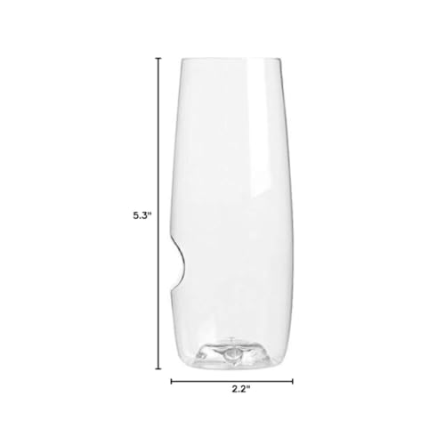 Unbreakable Stemless Flute Glass – Set of 8, 8oz, Dishwasher Safe, BPA-free Tritan, Clear Stemless Champagne Glasses, Shat...