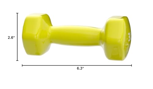 Amazon Basics Vinyl Coated Dumbbell Hand Weights, 3 Pounds, Pair, Citron