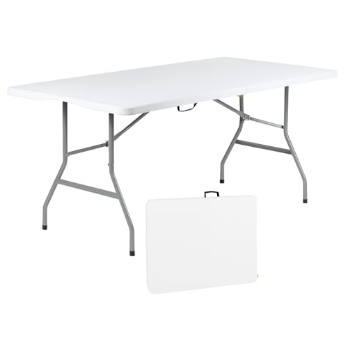 +gardenlife - Folding Table 6ft | Heavy Duty Plastic Event Table with Carrying Handle | No Assembly Required | Portable wi...