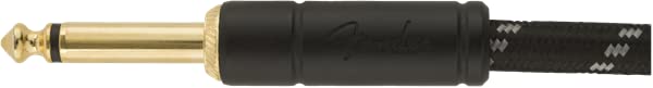 Fender Deluxe Series Instrument Cable, Guitar Cable, Guitar Accessories, Straight/Angle, Black Tweed, 10Ft
