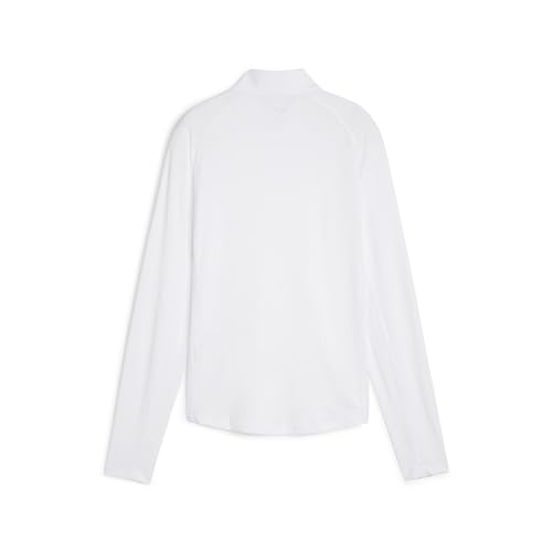 PUMA Women's You-V Solid 1/4 Zip, White, M